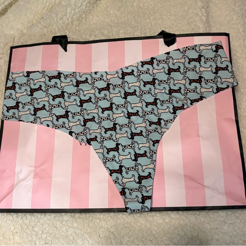 NWT!! PINK Victoria's Secret Light Blue Dog Print Panties